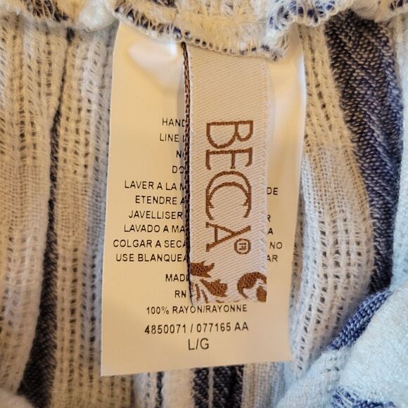 NWOT BECCA Rebecca Virtue Getaway Striped Tie Waist Cover Up Fly Away Pants L - Picture 12 of 15